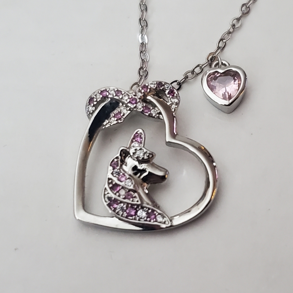 Rucher Pink Crystal Unicorn With Heart And Infinity Loop Necklace